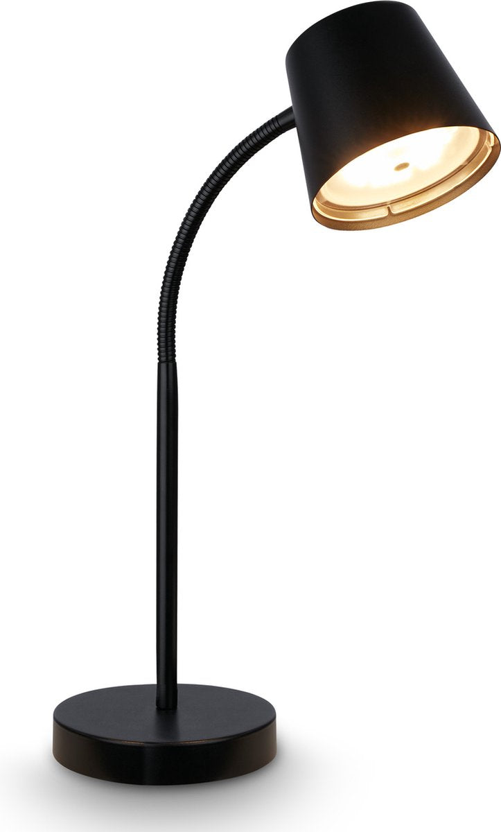 B.k.licht biwo - lampe de table rechargeable - rotative - lampe sans fil - lampe de bureau à intensité variable - lumière blanc chaud - 38,5 x 13 x 23 cm - noir
