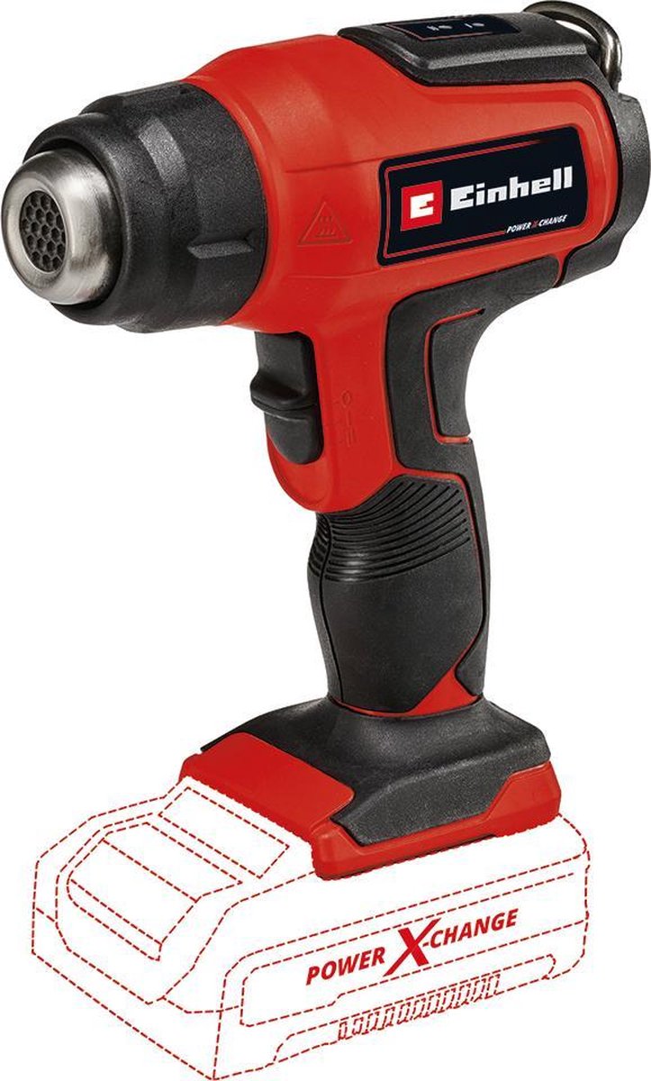 Décapant pour pistolet à air chaud à batterie Einhell te-ha 18 li solo - power x-change - 18 v li-ion - 2 réglages de température - incl. réducteur - faisceau large et buse réflecteur - excl. batterie et chargeur