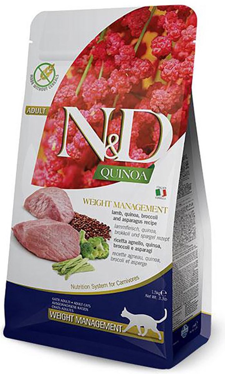 N d farmina quinoa nourriture pour chat adulte gestion du poids - agneau - 5 kg