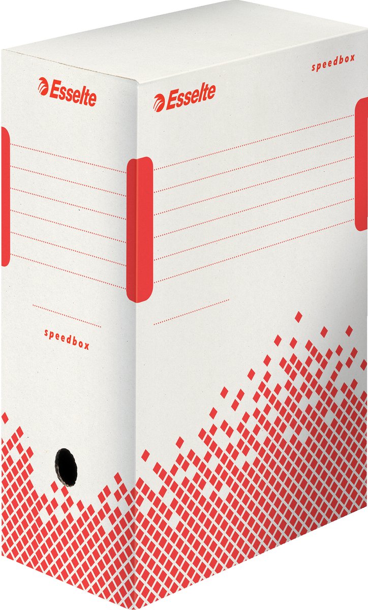 Esselte 25 x speedbox 15 boîte d'archives durables - 15x25x35cm - a4 - 100% recyclable - rouge blanc