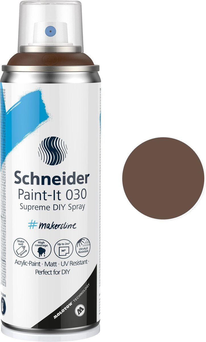 Schneider papeterie Schneider peinture en aérosol - paint-it 030 - peinture en aérosol bricolage - peinture acrylique - 200 ml - marron - s-ml03050083