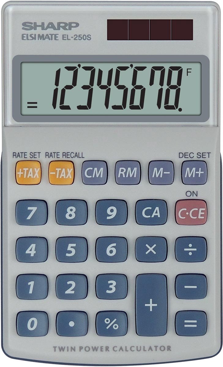 Calculatrice Sharp - el250s - grise - 8 chiffres - 1x pile lr54 - sh-el250s