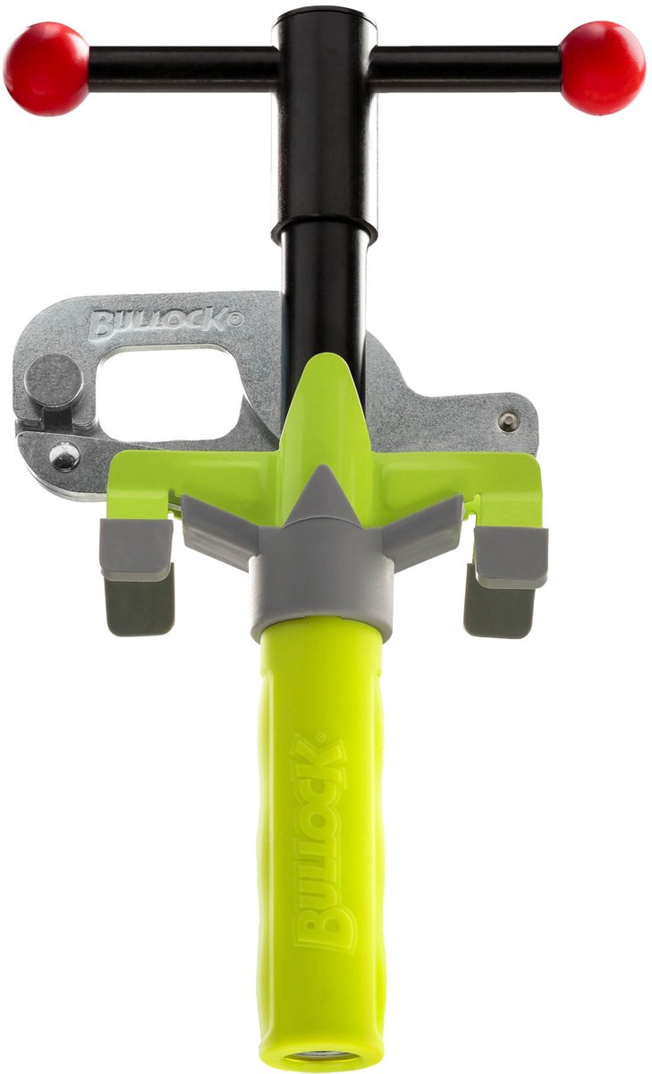 Verrouillage de pédale Bullock Excellence - Transmission automatique - Anti-perçage et résistant aux coupures - Deux clés numérotées - Couleur jaune vif