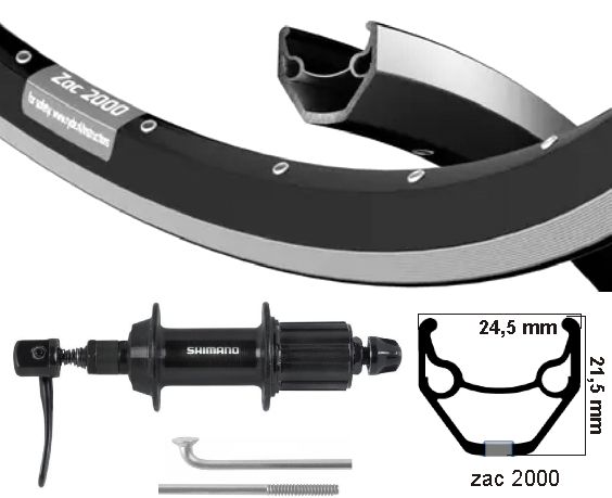 Kgs Roue arrière 28 pouces (622) zac2000 cassette noire 8-9 sp zw dropout