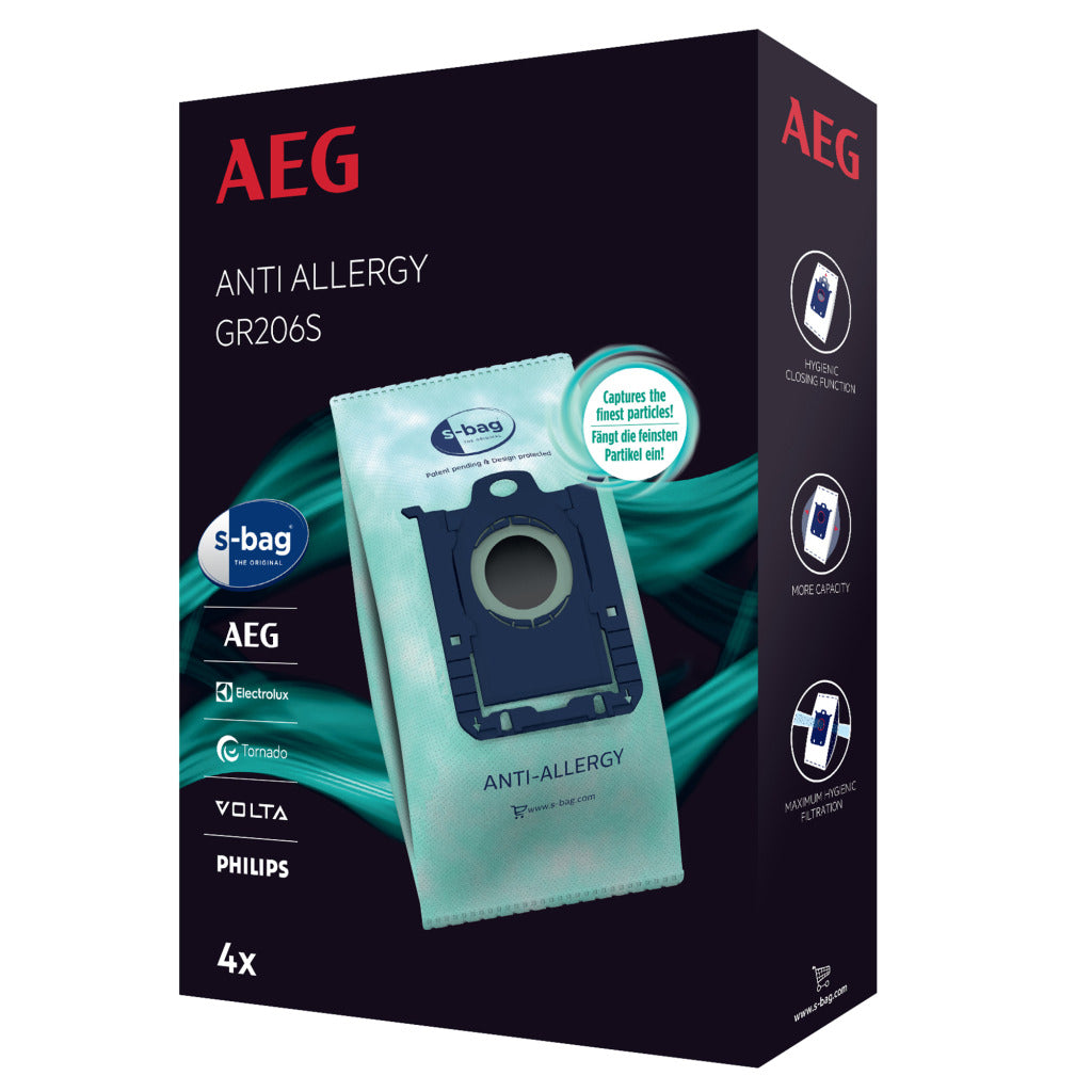 Sacs d'aspirateur anti-allergiques Aeg aeg gr206s s-bag 4 pièces