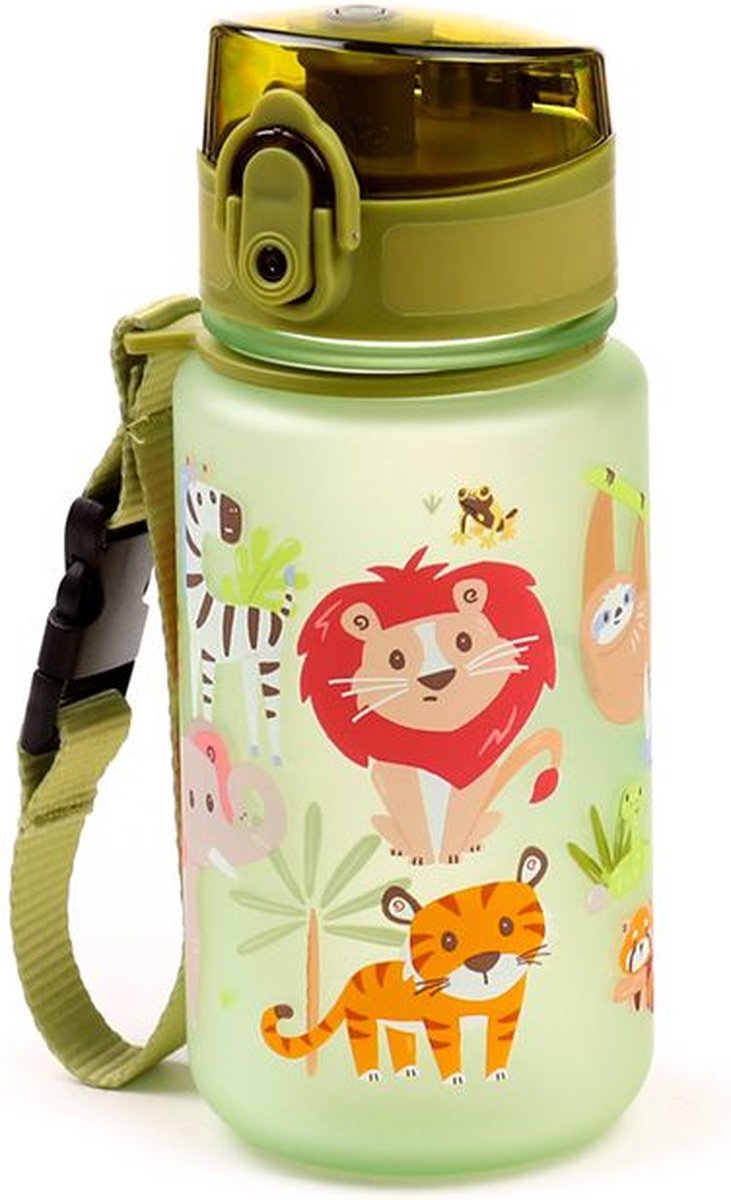 Gourde enfant Puckator - soniverse - animaux sauvages - pop top - ecozen - 17x6,5x6,5cm - 350ml