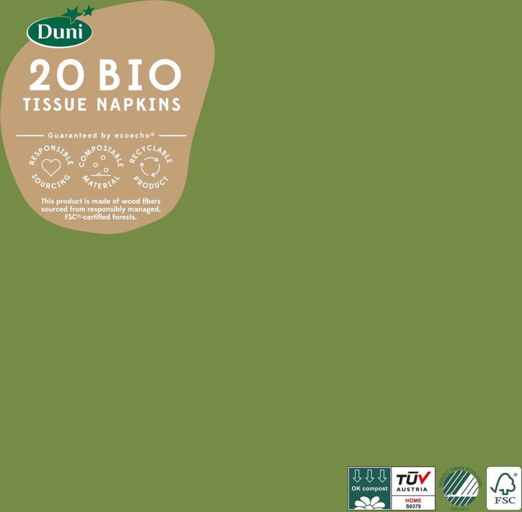 Duni Serviettes Duni 33x33 cm Vert 20 pièces