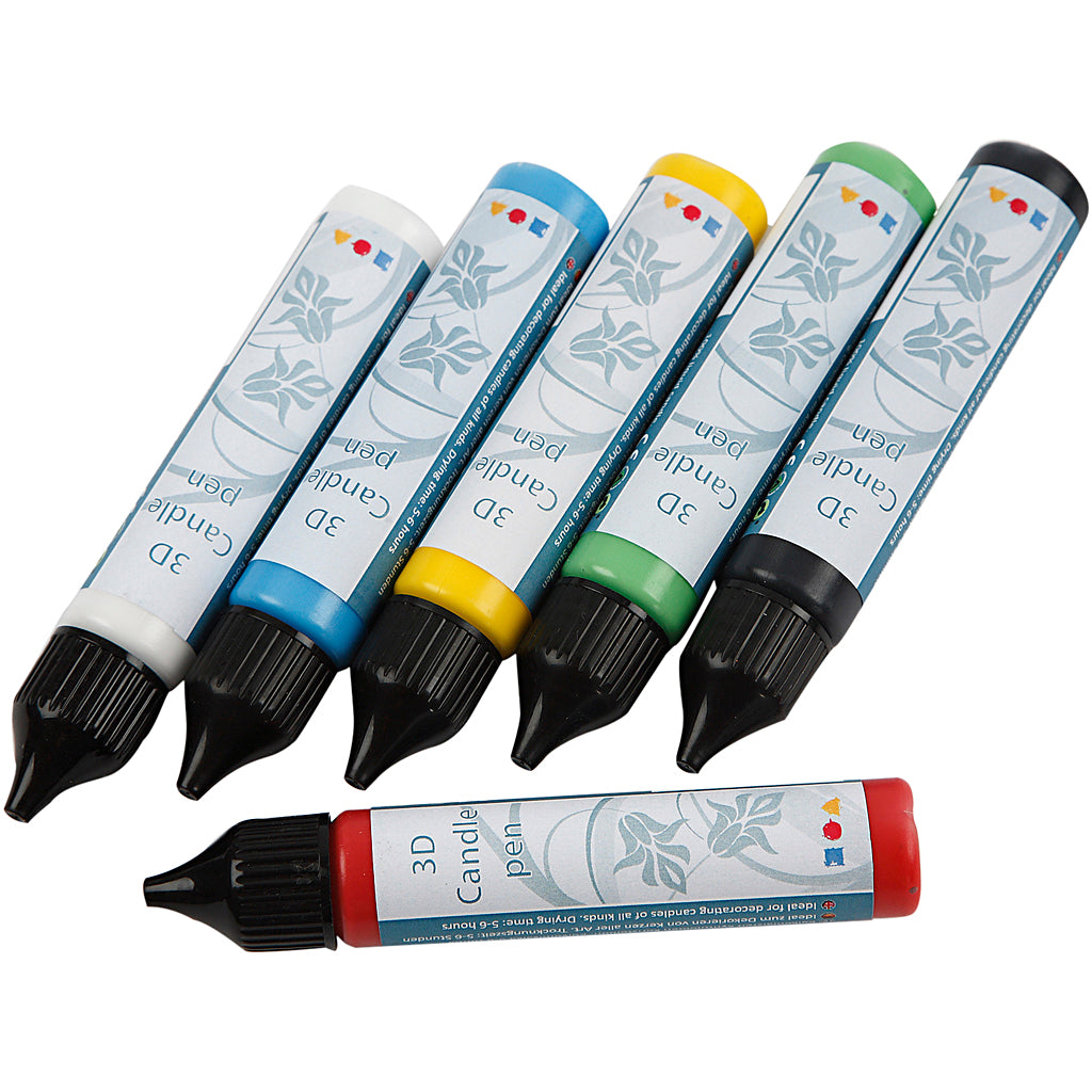 Stylo de décoration pour bougies Viva decor, couleurs fortes, 6x28 ml 1 boîte