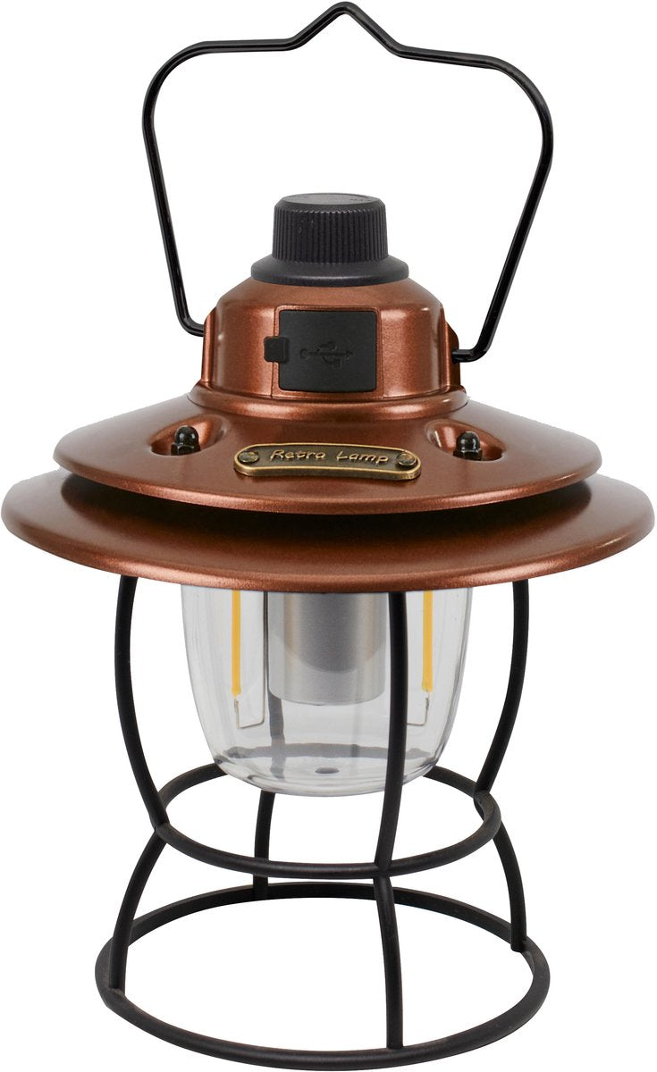 Eurotrail orix campinglamp - oplaadbare lamp - buitenlamp - koper - warm en wit licht - powerbankfunctie - dimbaar