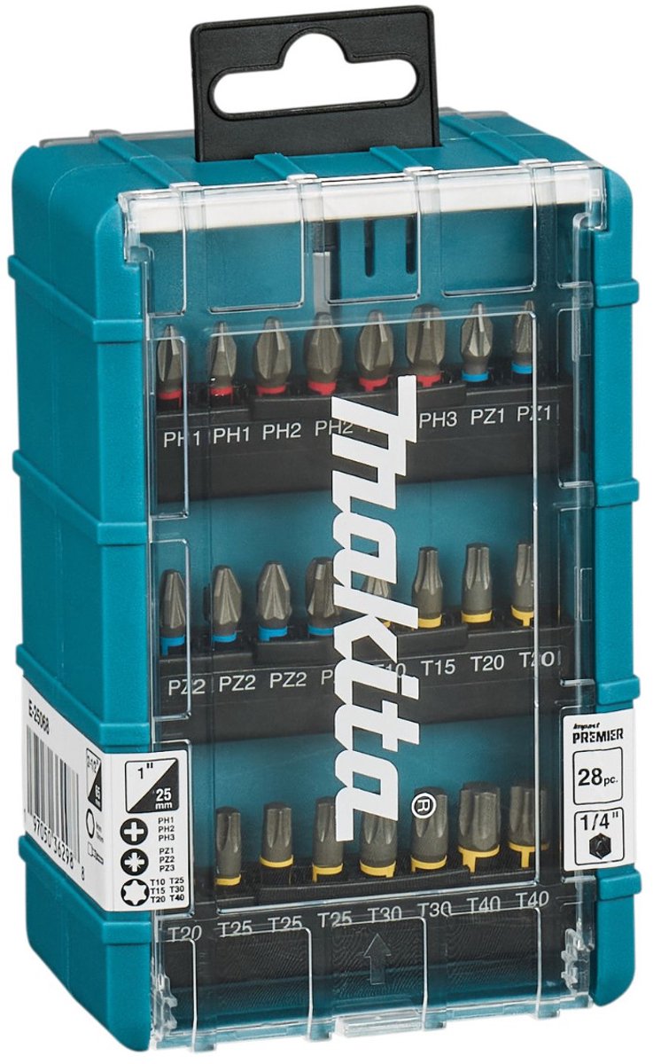 Jeu d'embouts Makita e-25068 – Phillips Phillips, Pozidriv Phillips, profil en T