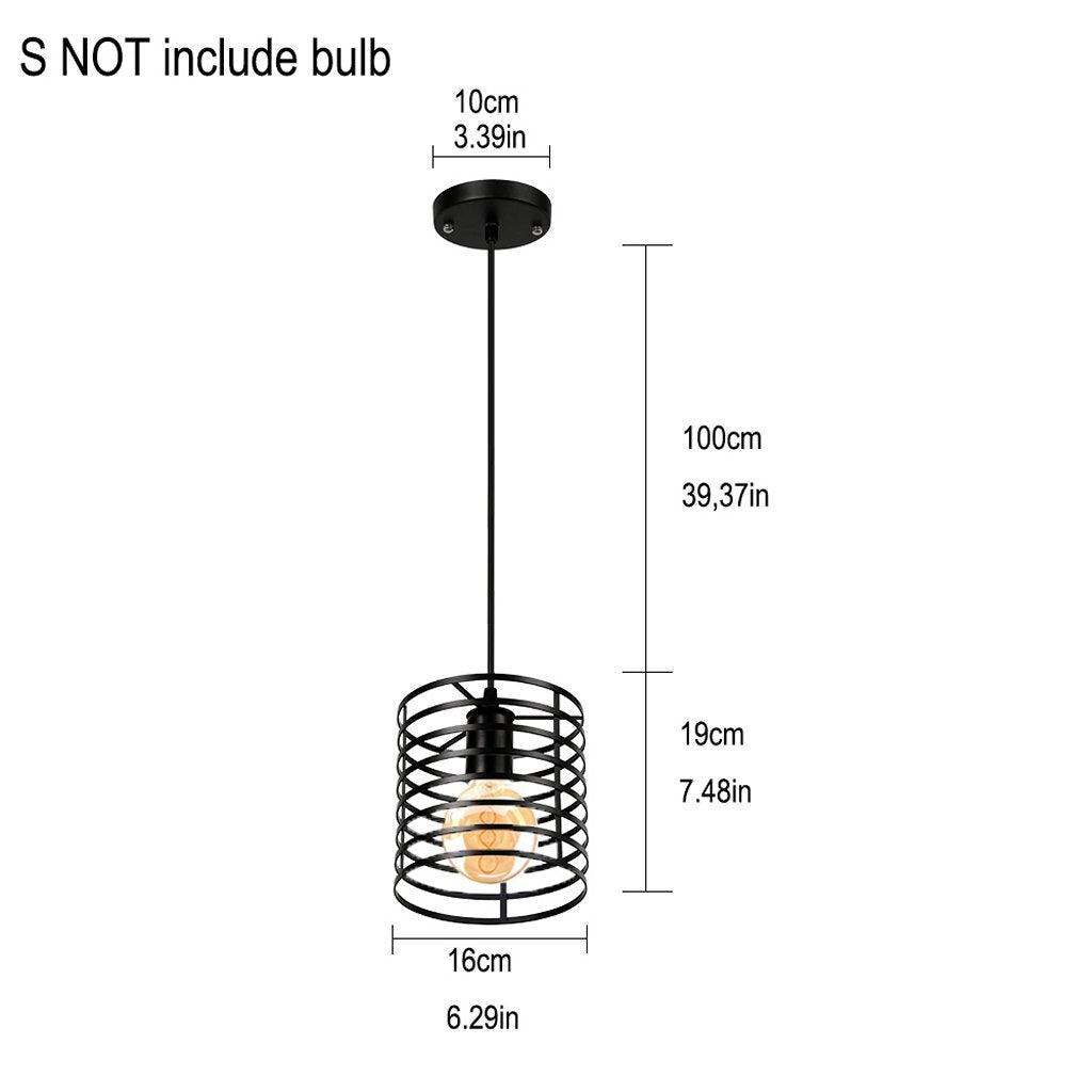 Homestyle pro mk014-b lampe suspendue industrielle 16x19 cm métal noir