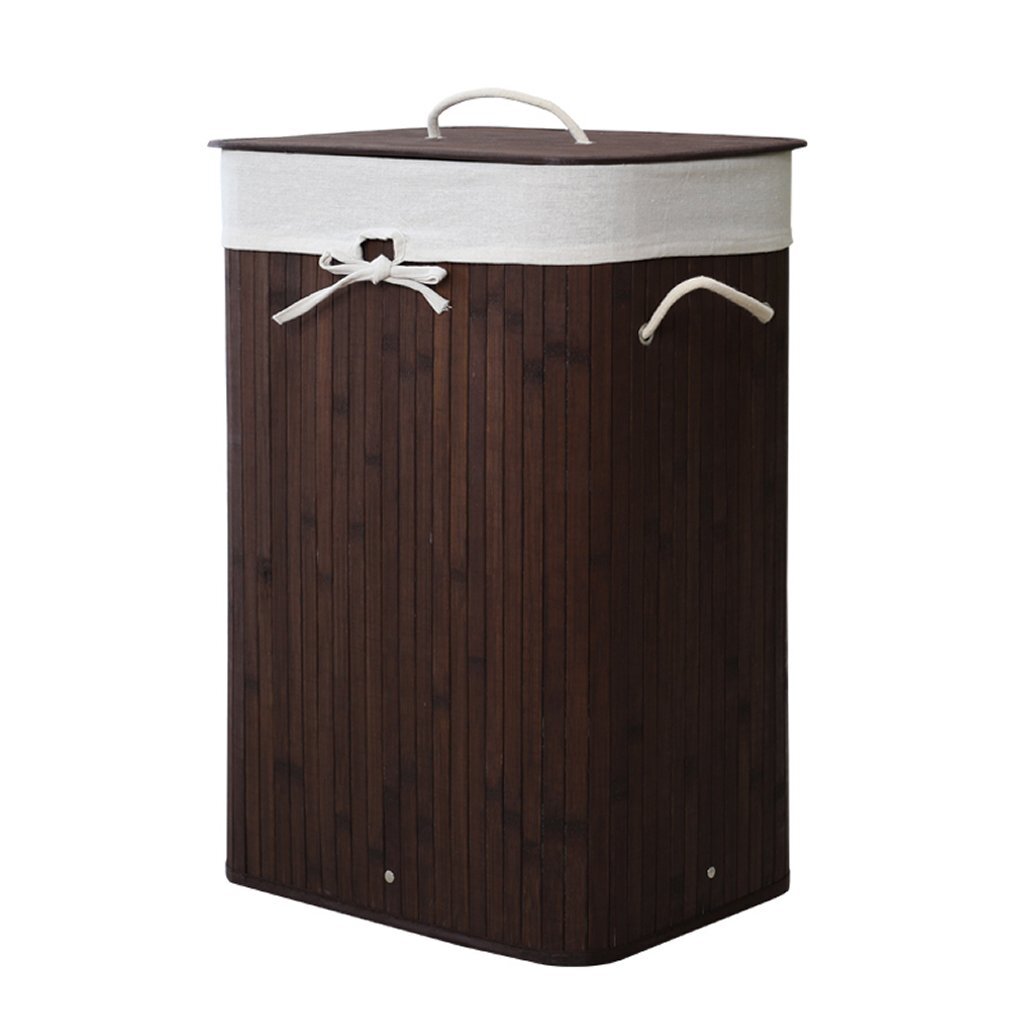 Panier à linge rectangulaire en bambou Homestyle pro 40x30x60 cm marron blanc