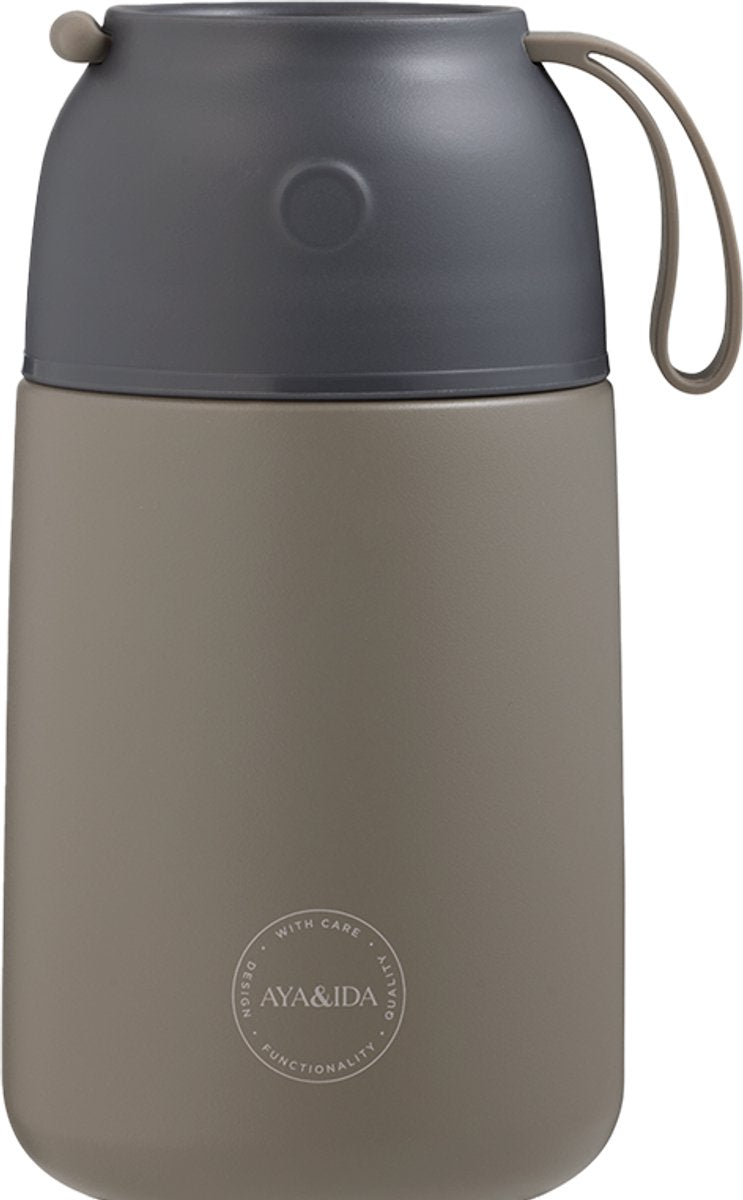 Aya ida aya ida - bouteille thermos - récipient alimentaire - acier inoxydable - garder au chaud - gourmand - 700ml - bois flotté