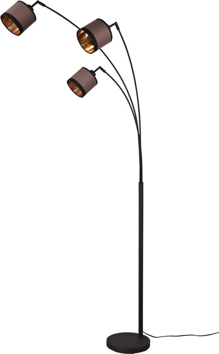 Rl live your light reality davos - lampadaire - noir mat - excl. 3x e14 4w - interrupteur au pied