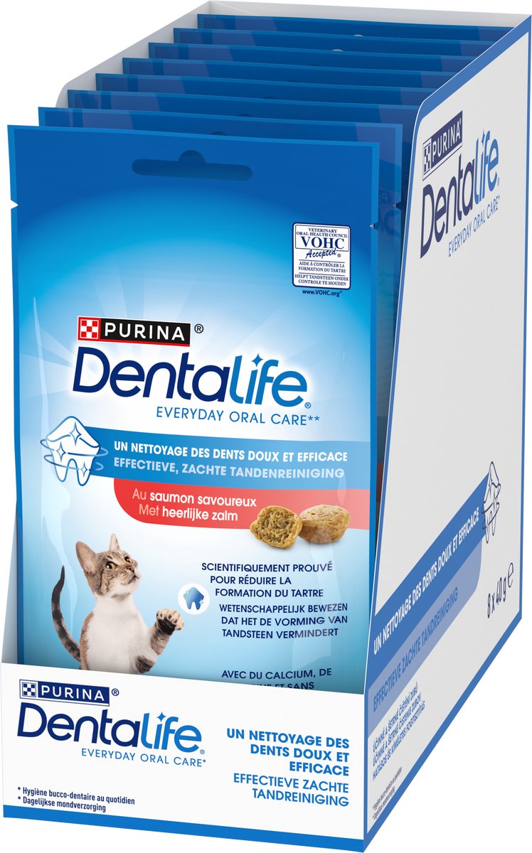 Snacks quotidiens pour chats Dentalife - saumon - 8 x 40 g