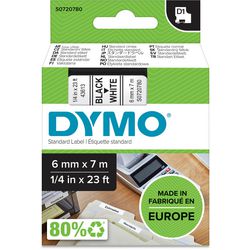 Rubans Dymo 43613 polyester noir et blanc 6mmx7m brillant