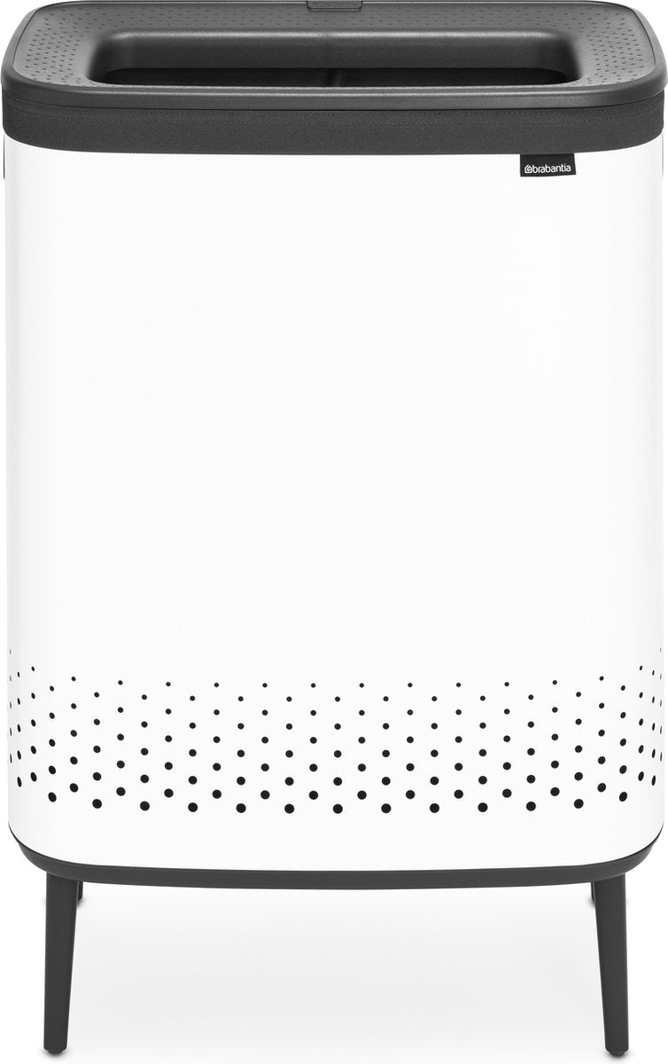 Brabantia bo hi panier à linge - avec couvercle - 2 x 45 l - trieur de linge - 2 compartiments - blanc