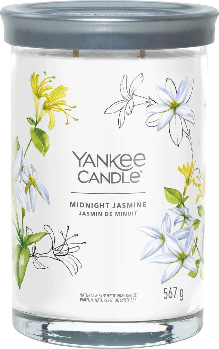 Bougie Yankee - bougie parfumée au jasmin de minuit - 100 heures de combustion - deux mèches