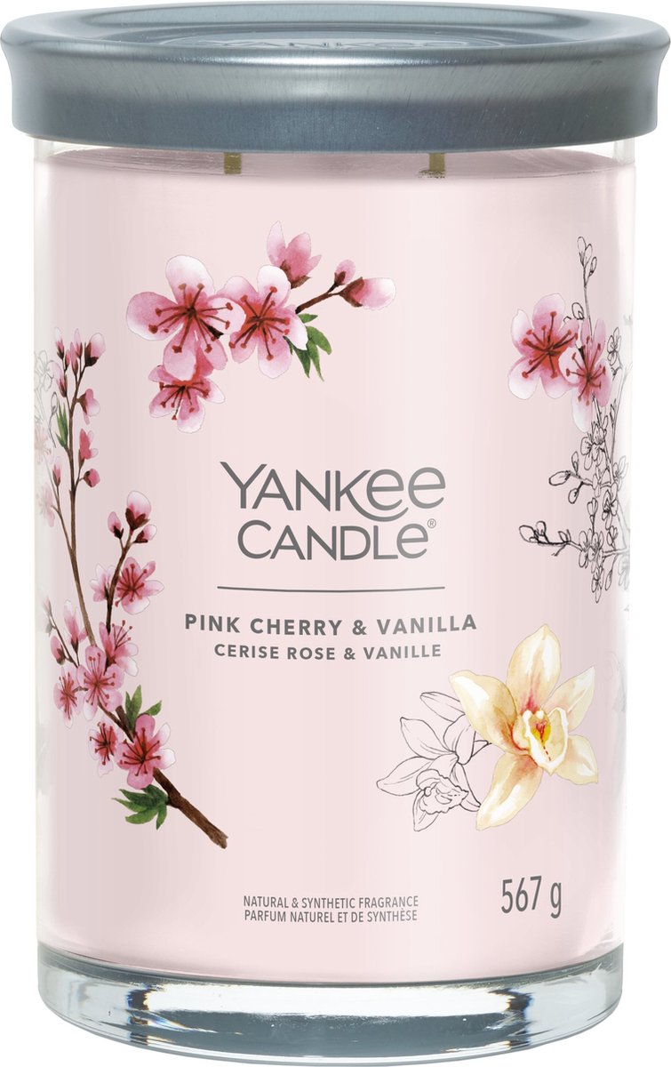 Bougie Yankee - bougie parfumée cerise vanille rose grand format - 100 heures de combustion - deux mèches