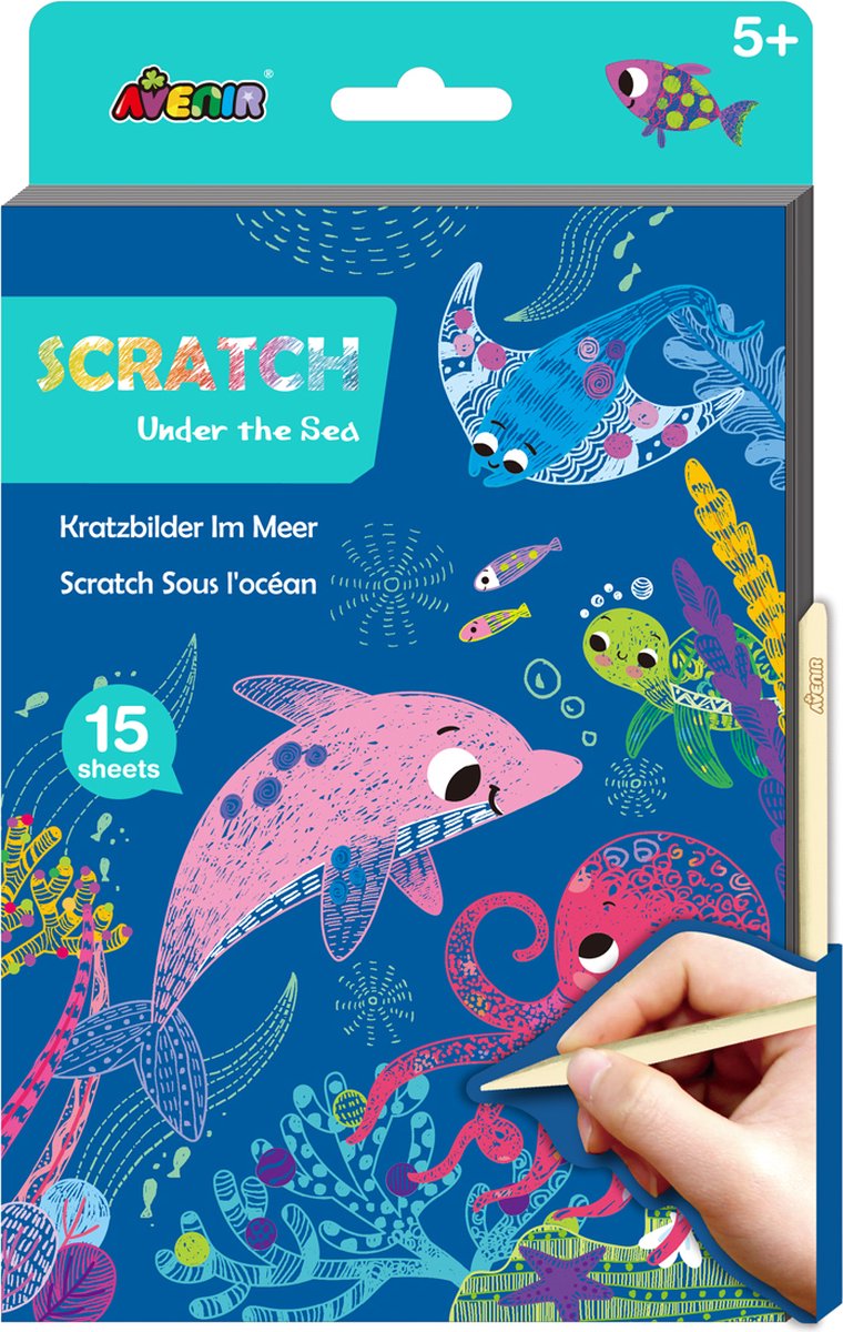 Avenir livre d'art à gratter a5 - vie marine - 15 pages - jeu créatif - 5+