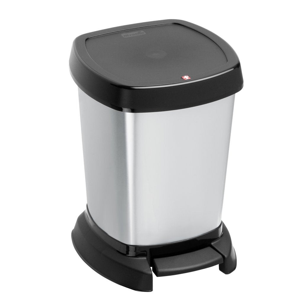 Poubelle à pédale Rotho Paso 6l argent métallisé