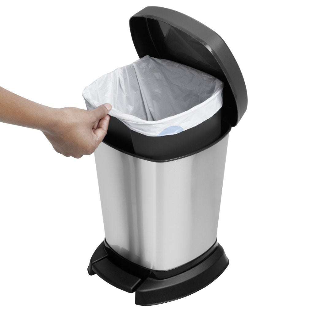 Poubelle à pédale Rotho Paso 6l argent métallisé