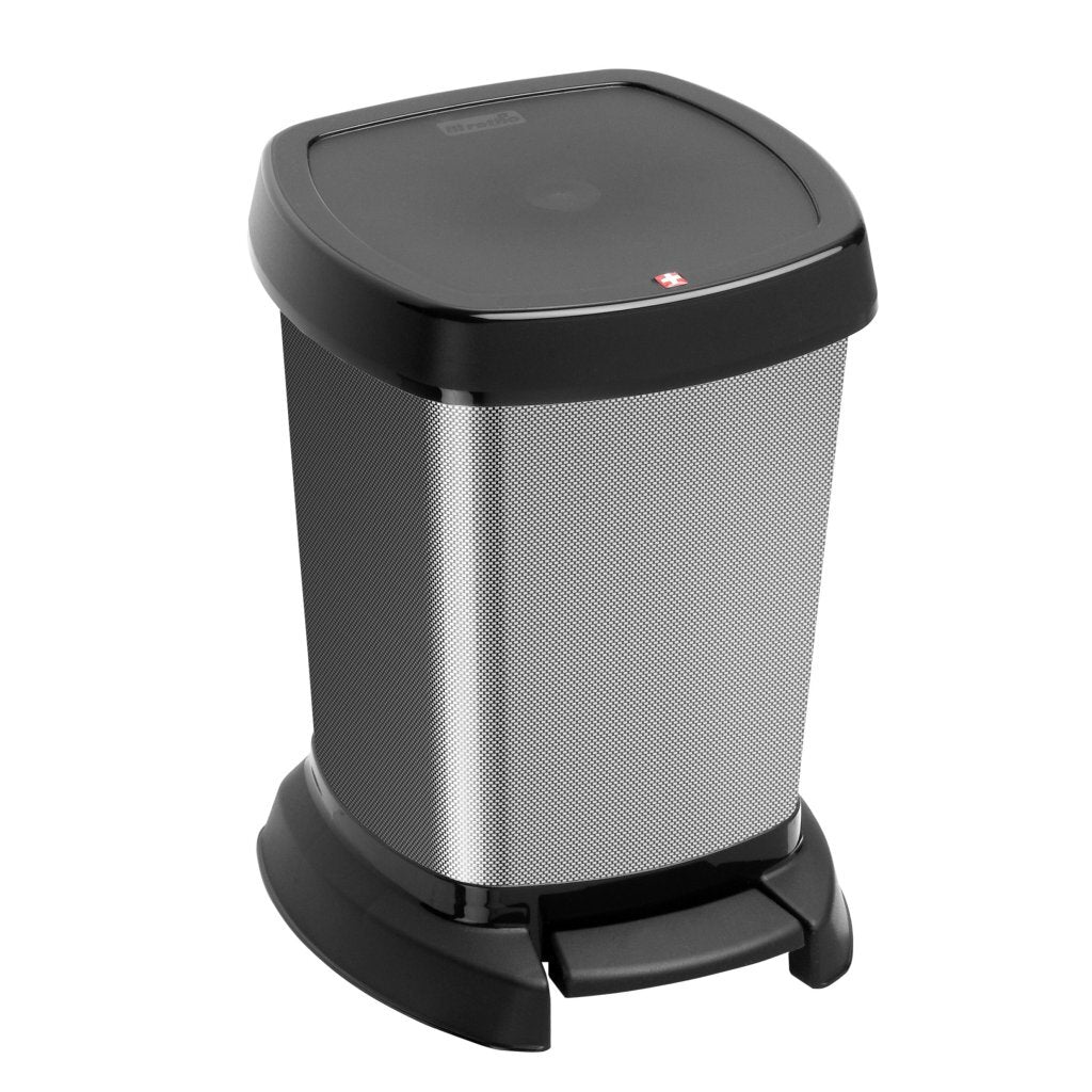 Poubelle à pédale Rotho paso 6l carbone métallisé