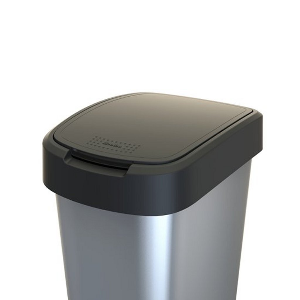 Poubelle Rotho twist 50l argent métallisé