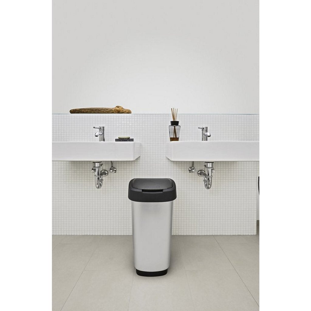 Rotho poubelle twist 25l argent métallisé