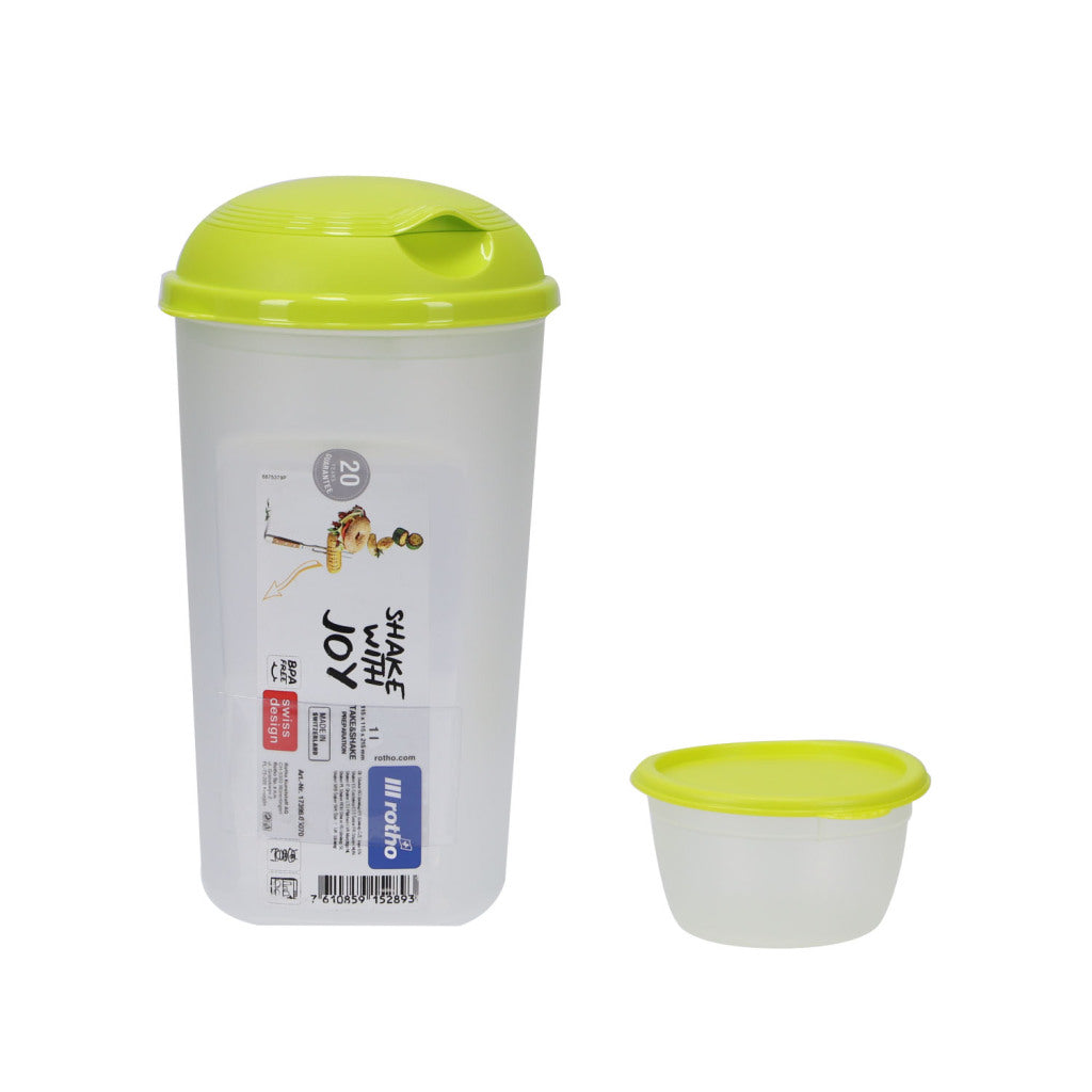 Rotho Rotho prendre et secouer salade et sauce shaker 1l vert citron
