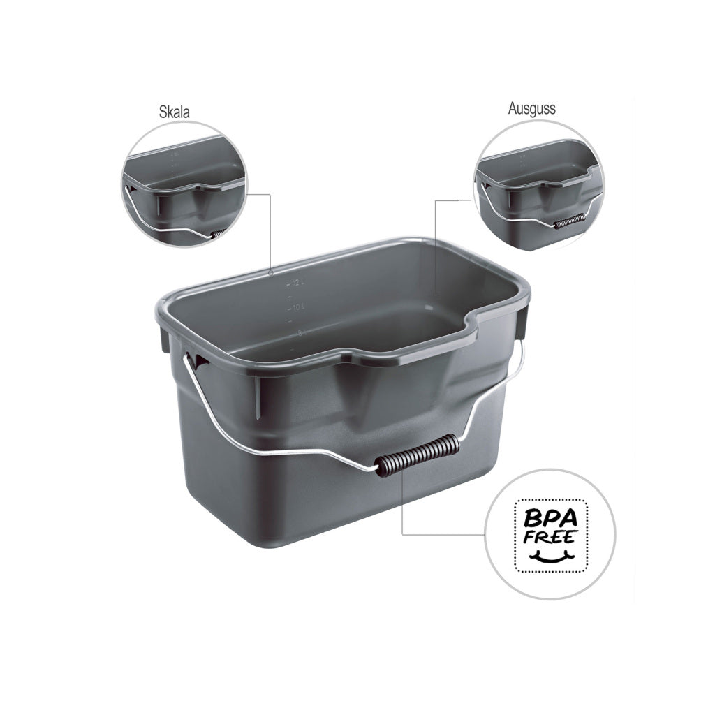 Seau rectangulaire Rotho basic 12l anthracite