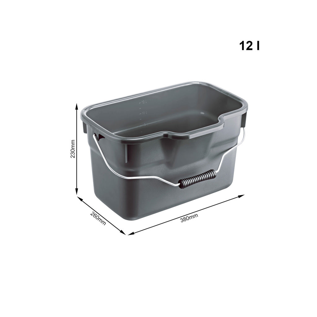 Seau rectangulaire Rotho basic 12l anthracite