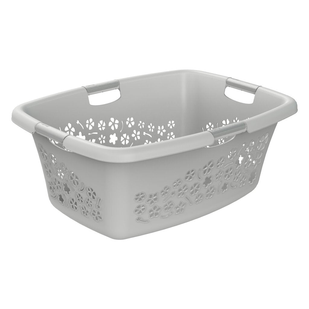 Rotho panier à linge fleurs 50l gris