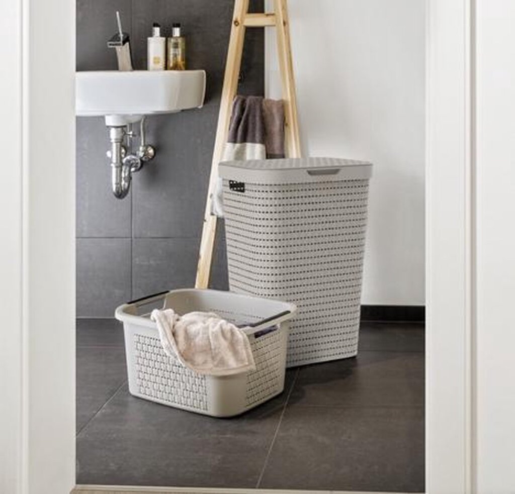 Récupérateur de linge Rotho country 55l blanc