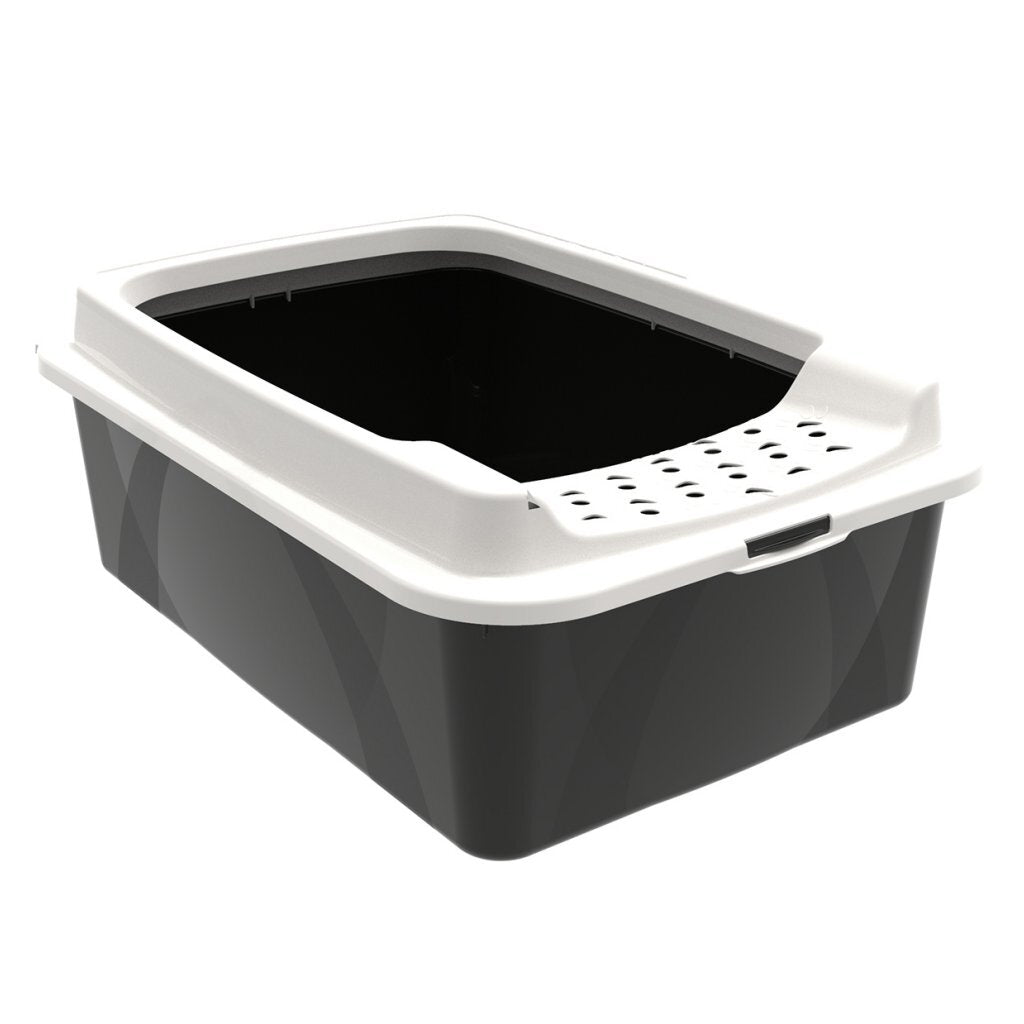 Bac à litière Rotho eco Bonnie avec entrée supérieure en sable noir