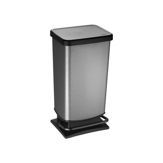 Poubelle à pédale Rotho paso 40l carbone métallisé