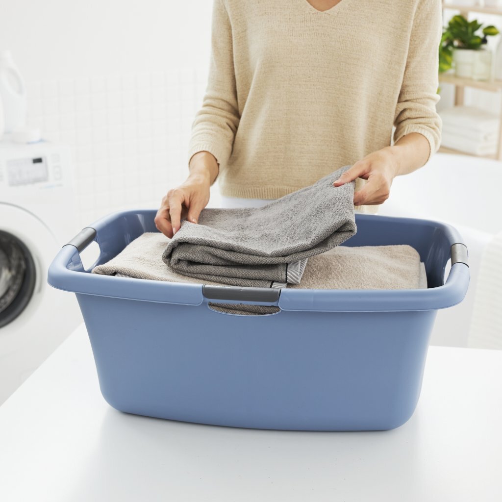 Rotho panier à linge fleurs 50l bleu horizon