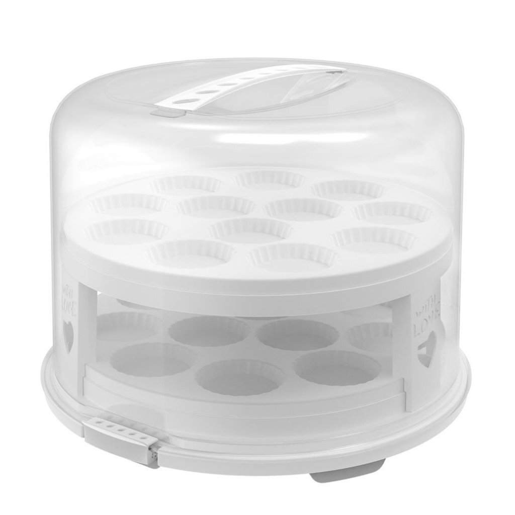 Rotho boîte à gâteaux frais xl + supports à cupcakes 35,5x34,5x26 cm blanc transparent