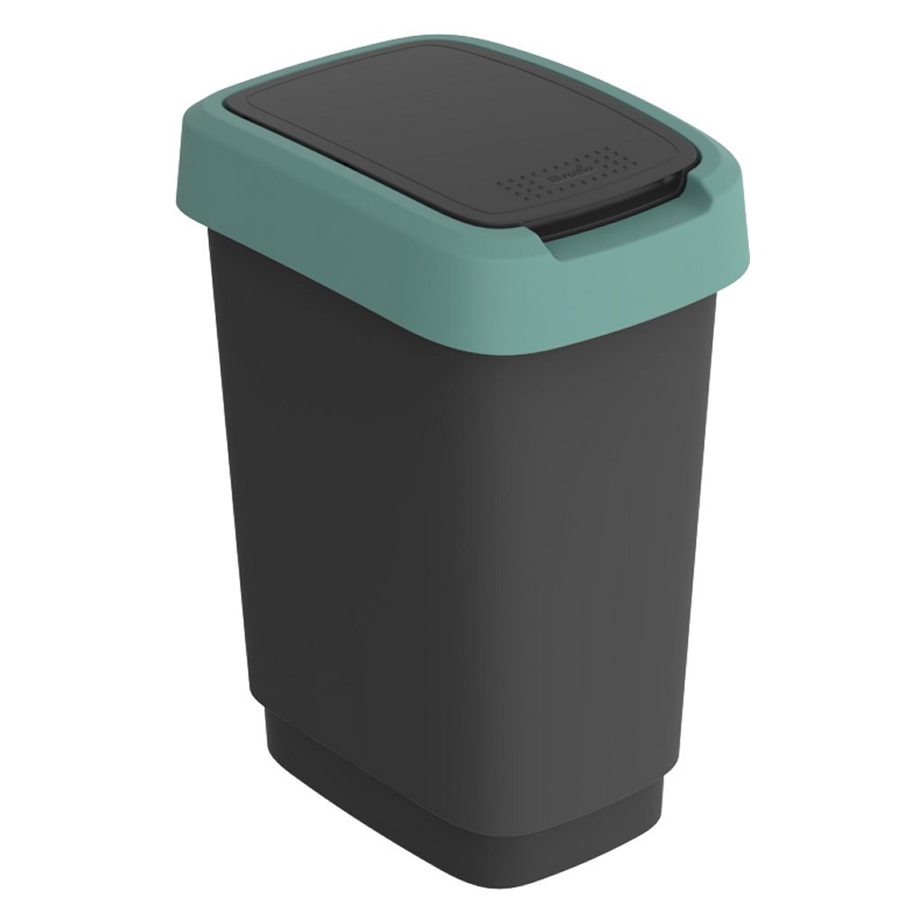 Poubelle Rotho twist 10l vert gui anthracite