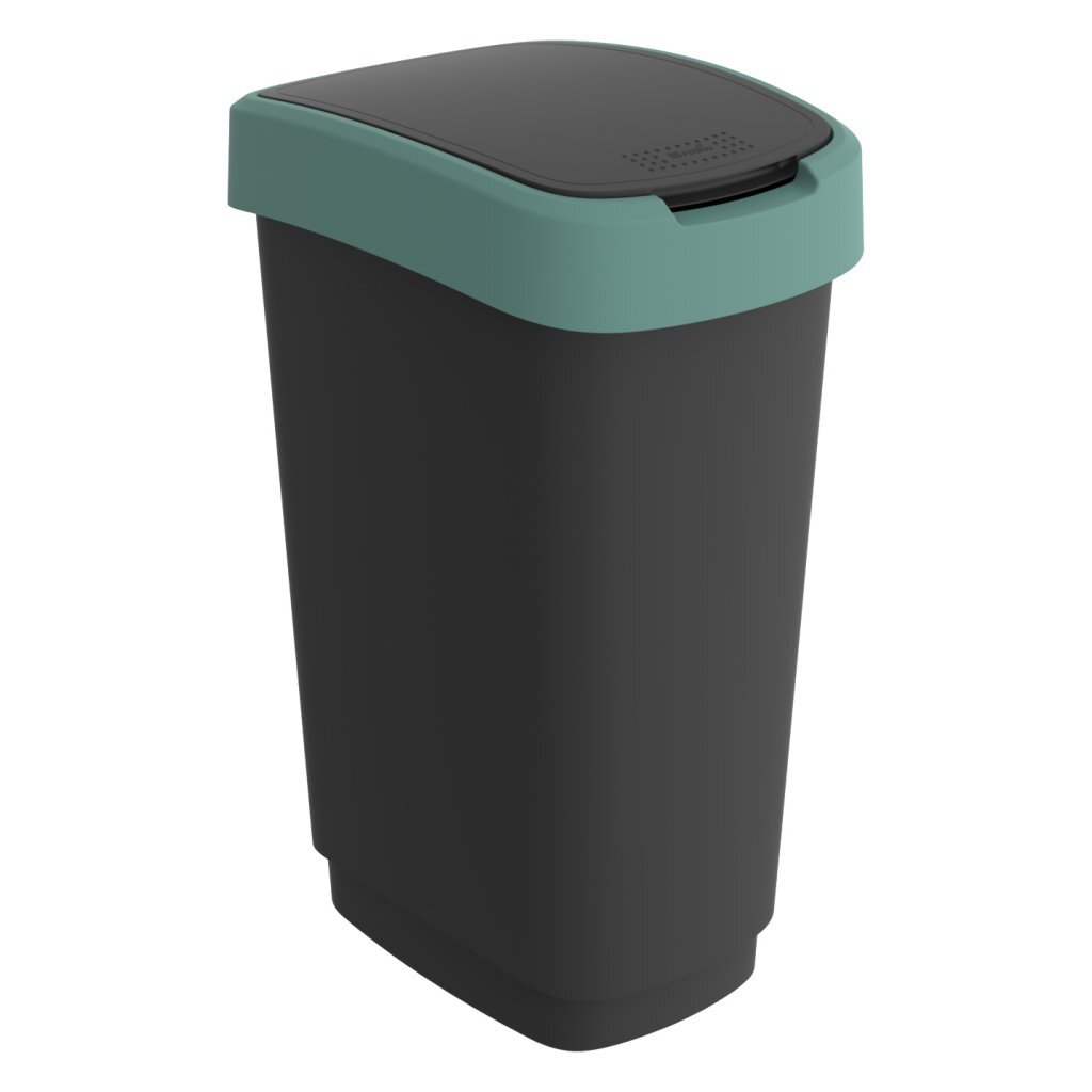 Poubelle Rotho twist 50l vert gui anthracite