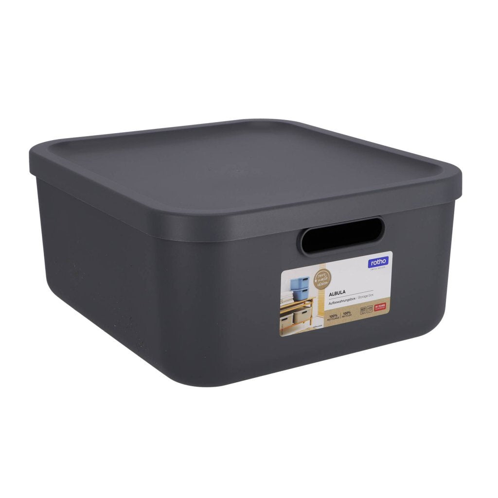 Rotho boîte de rangement décoration albula light 20 l anthracite
