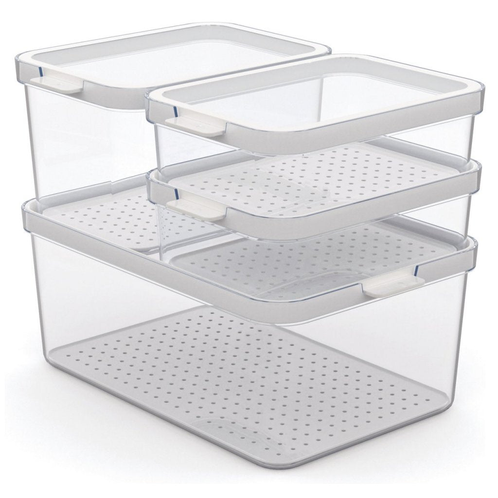 Rotho cauma set organisateur de réfrigérateur 4,65l + 2,15l + 2x 1,2l transparent