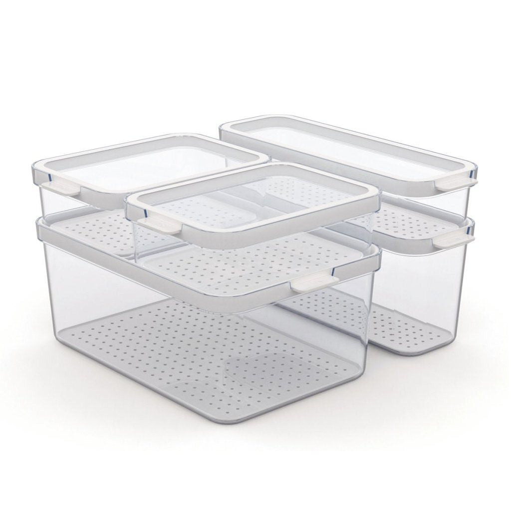 Rotho cauma set organisateur de réfrigérateur 4,65l + 2l + 1,15l + 2x 1,2l transparent