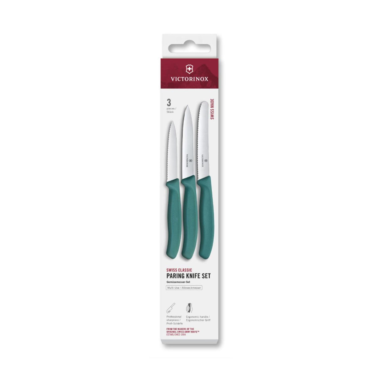 Victorinox set de couteaux à éplucher 3 pièces vert