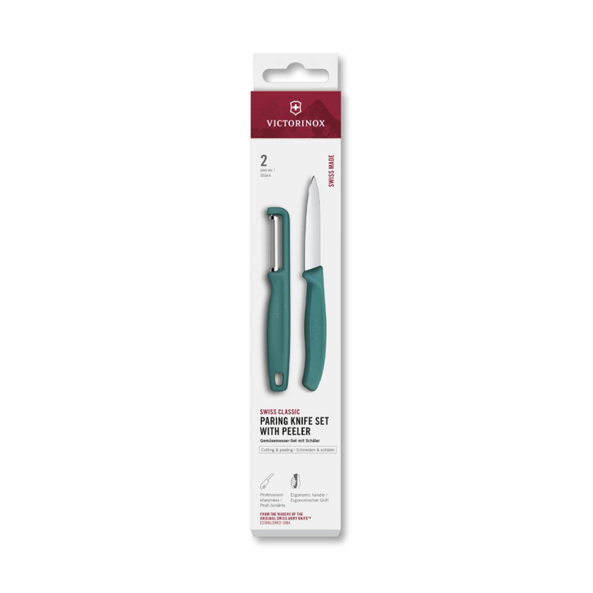 Couteau à éplucher Victorinox + éplucheur vert