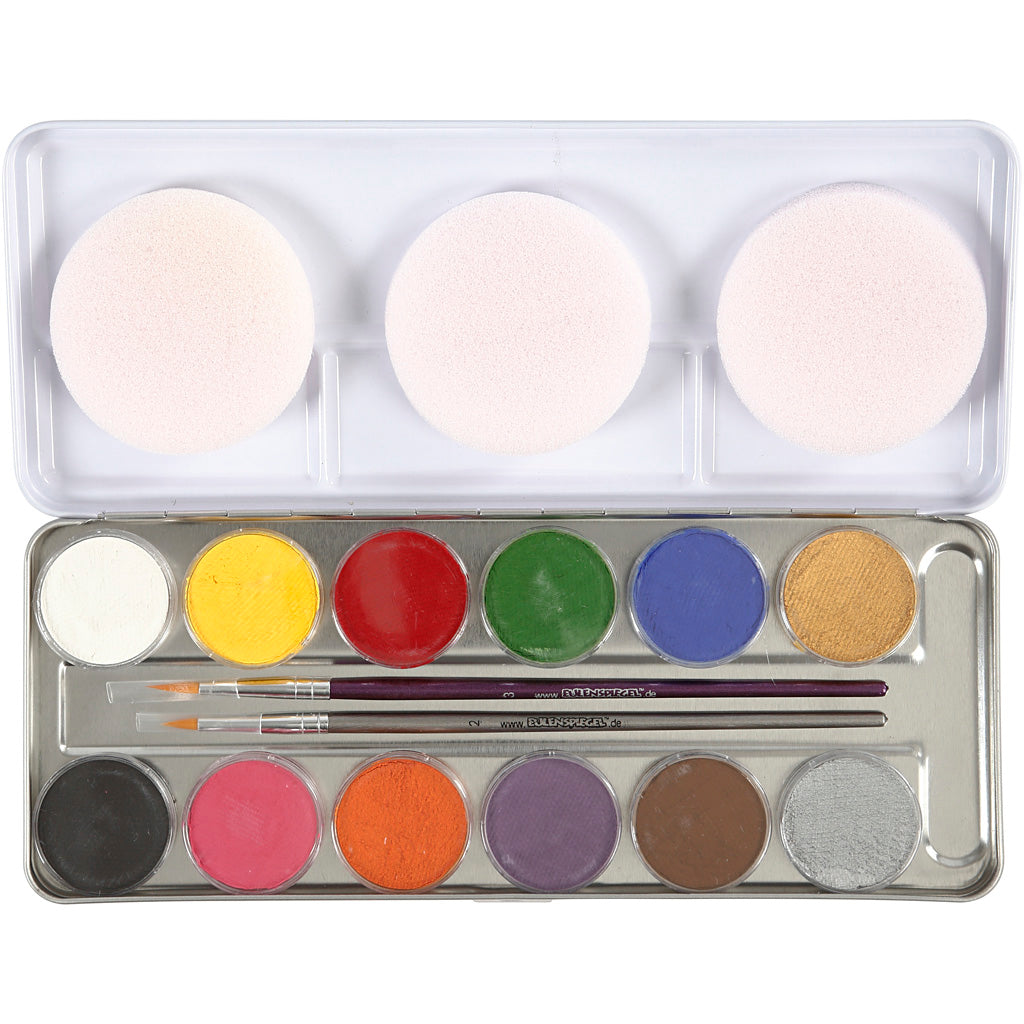 Peinture pour le visage Eulenspiegel, différentes couleurs, 12 couleurs 1 set