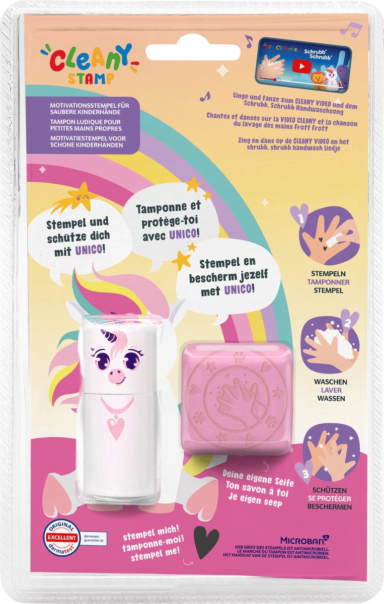 Colop cleany tampon de lavage des mains licorne – se laver les mains pour les enfants