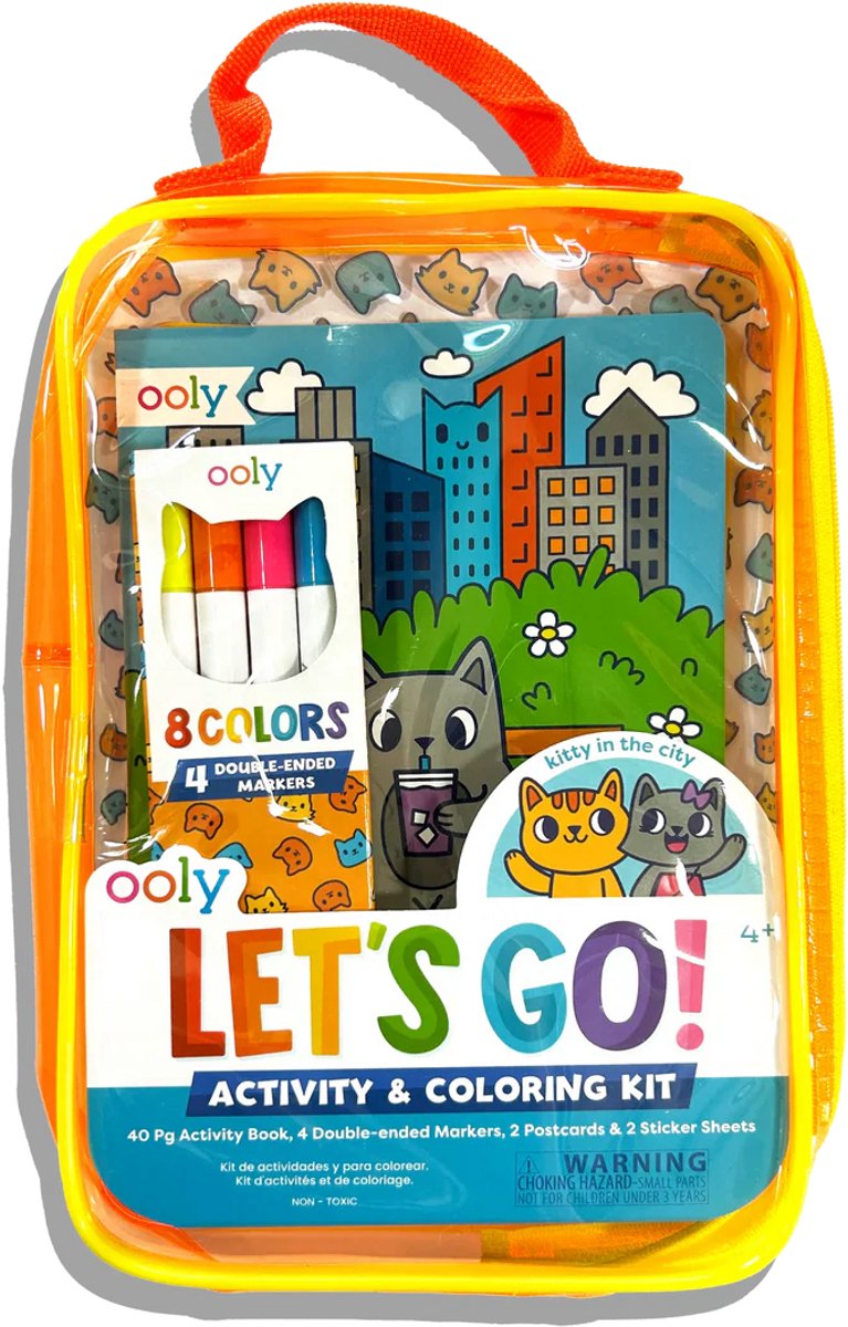Ooly - allons-y ! kit de coloriage d'activités - minou en ville