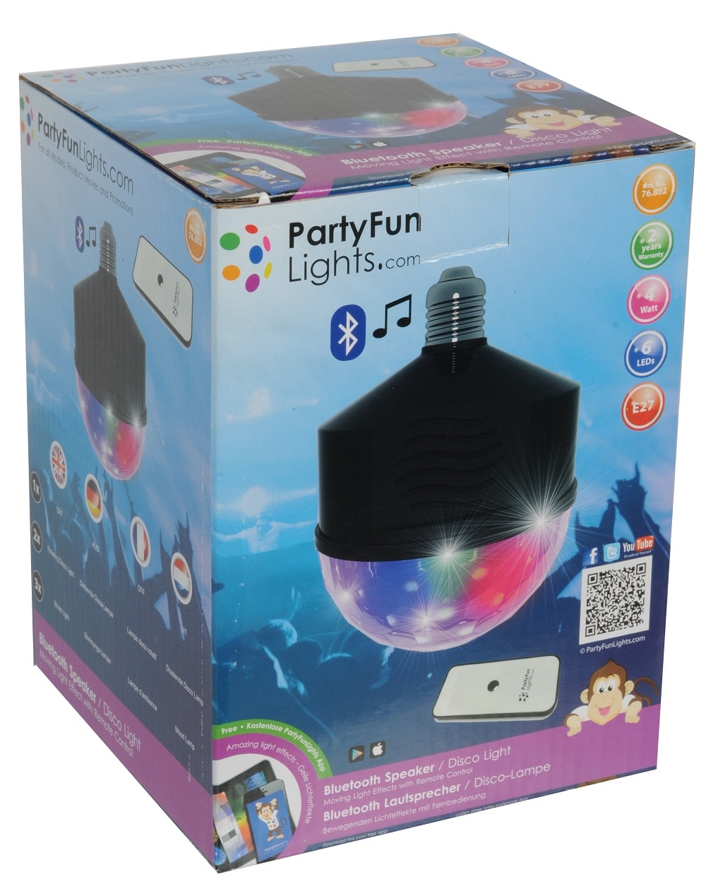 Kotronic party fun lumières boule disco avec Bluetooth et haut-parleur