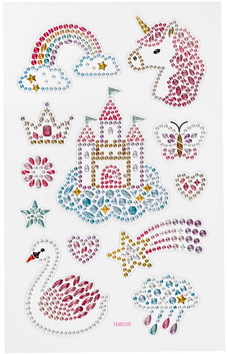 Creativ Company Diamant Stickers Unicorn, 1 feuille